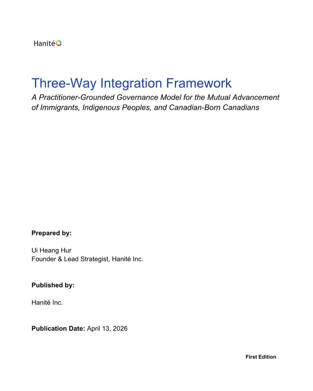 Cover page of the Three-Way Integration Framework